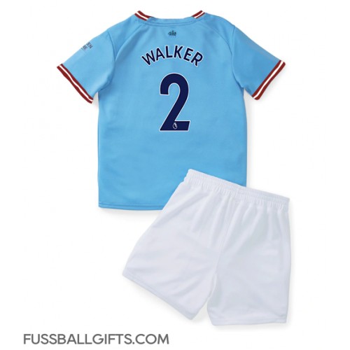 Manchester City Kyle Walker #2 Fußballbekleidung Heimtrikot Kinder 2022-23 Kurzarm (+ kurze hosen)